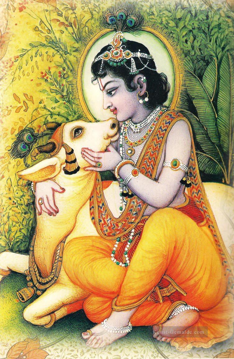 Krishna mit Kuh Hinduismus Ölgemälde